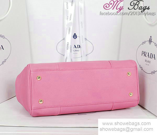 2014 Prada grainy leather tote bag BN2325 pink - Click Image to Close